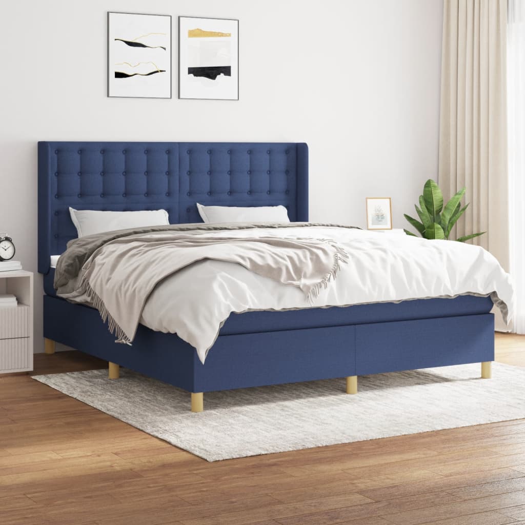 Boxspringbett Mit Matratze Stoff Blau
