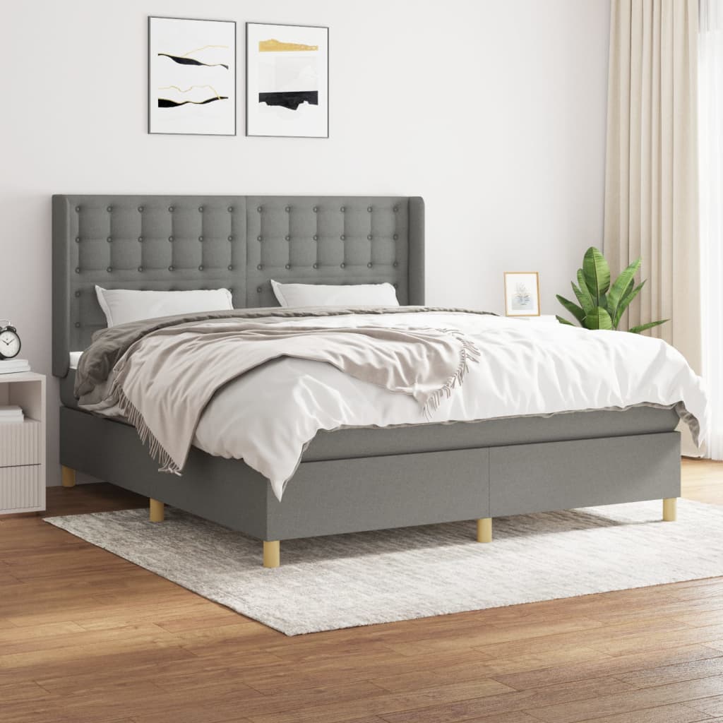 Boxspringbett Mit Matratze Stoff Dunkelgrau