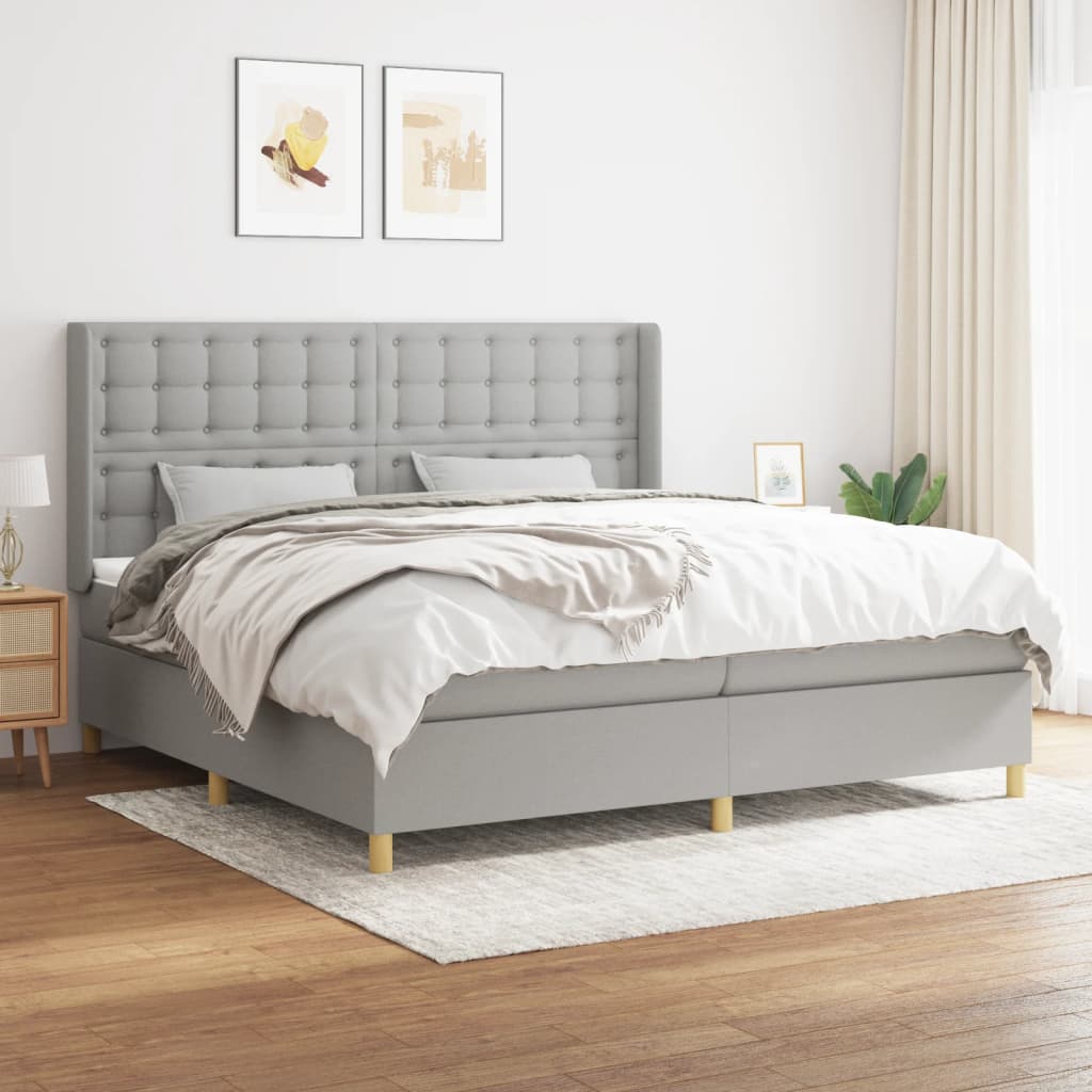 Boxspringbett Mit Matratze Stoff Hellgrau