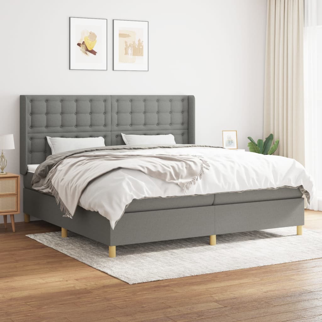 Boxspringbett Mit Matratze Stoff Dunkelgrau