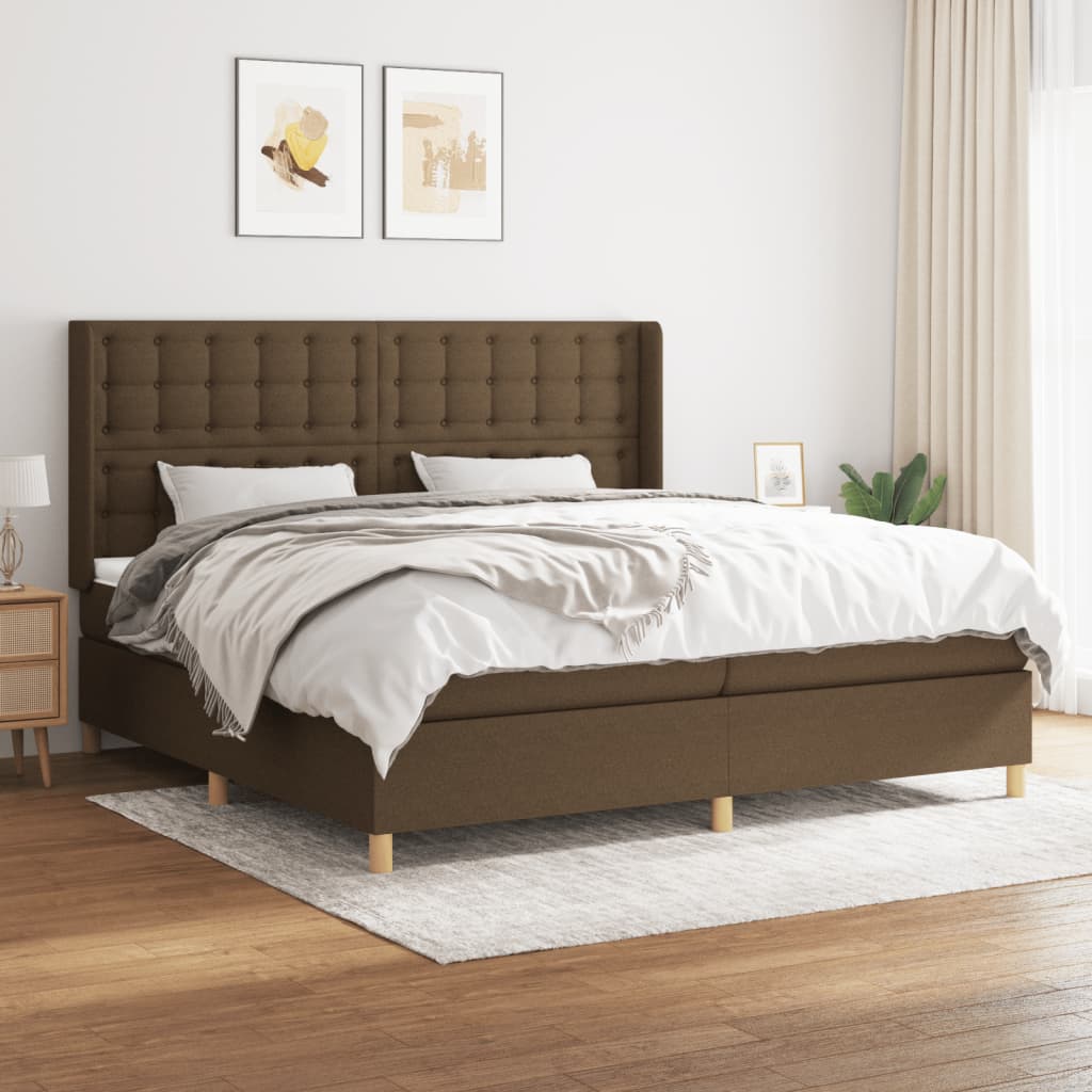 Boxspringbett Mit Matratze Stoff Dunkelbraun