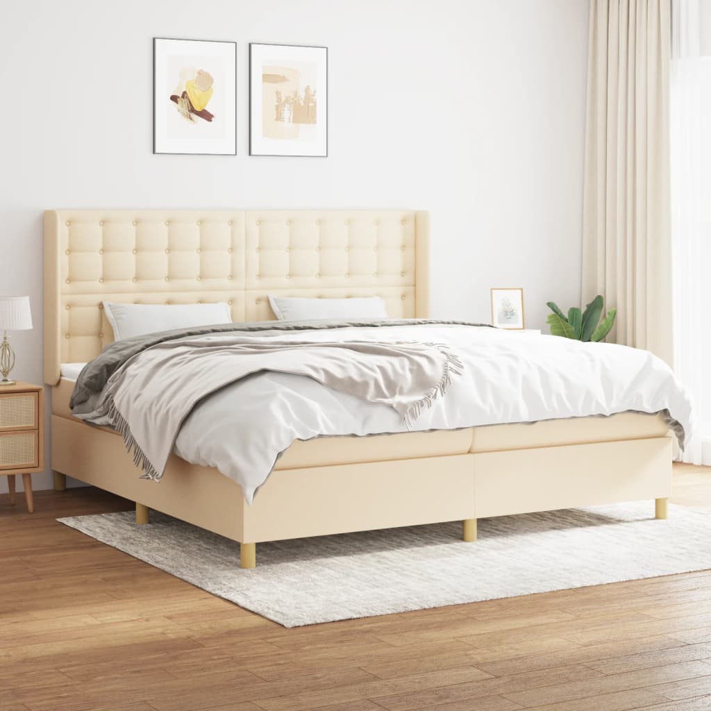 Boxspringbett Mit Matratze Stoff Creme