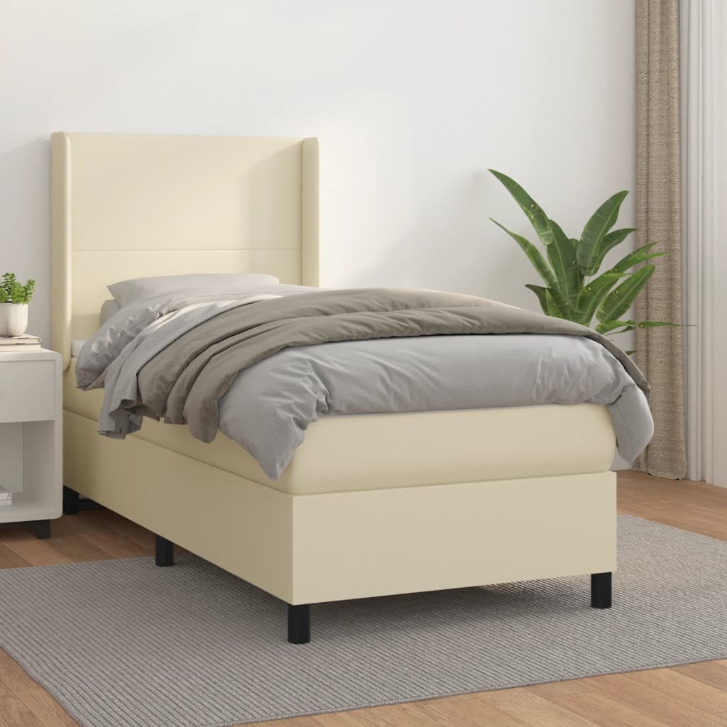 Boxspringbett Mit Matratze Kunstleder Creme
