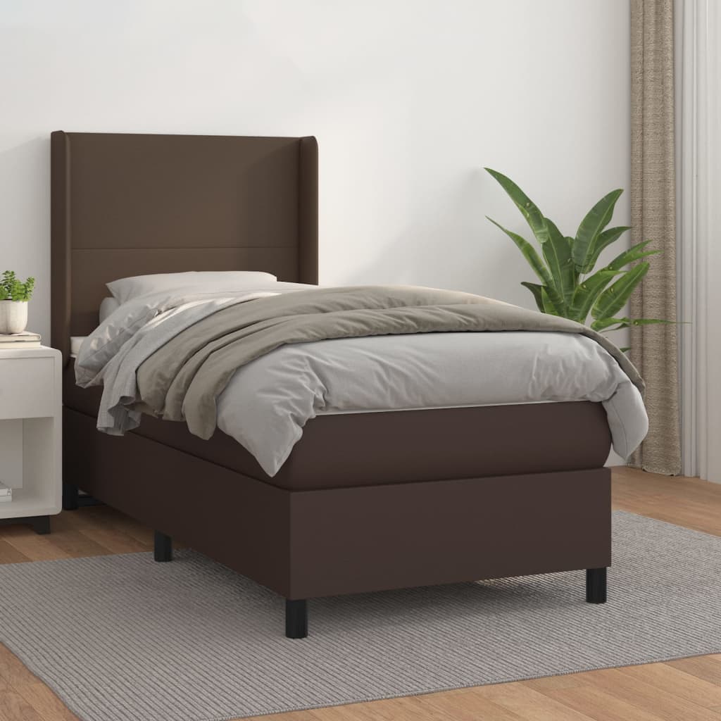 Boxspringbett Mit Matratze Kunstleder Braun