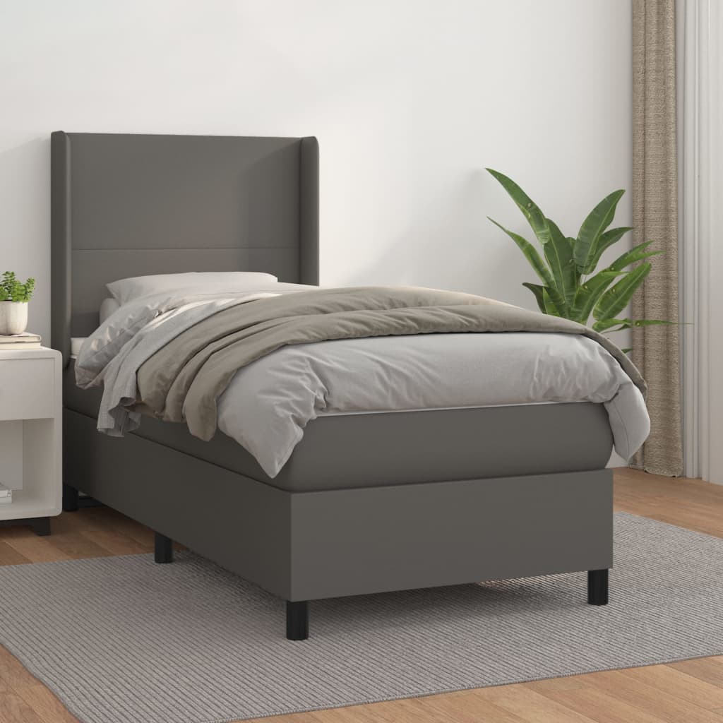 Boxspringbett Mit Matratze Kunstleder Grau