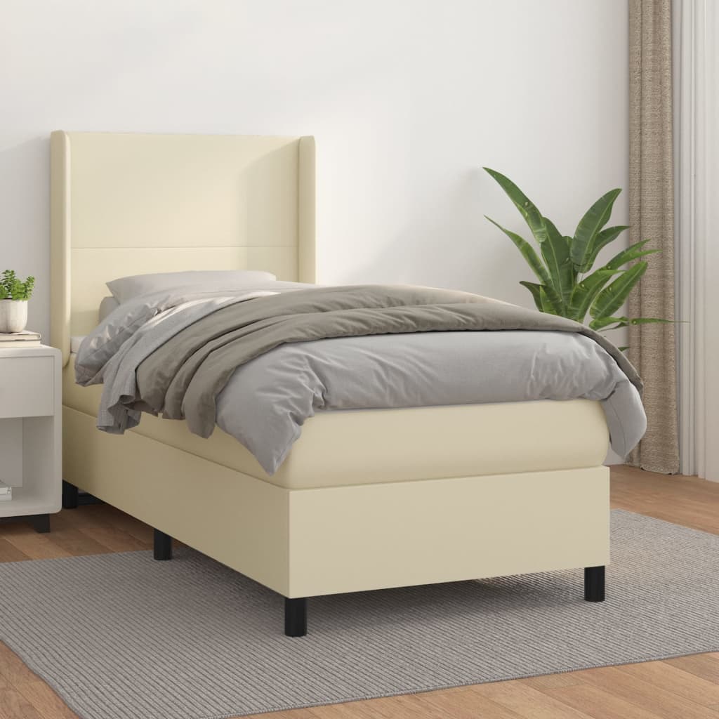 Boxspringbett Mit Matratze Kunstleder Creme