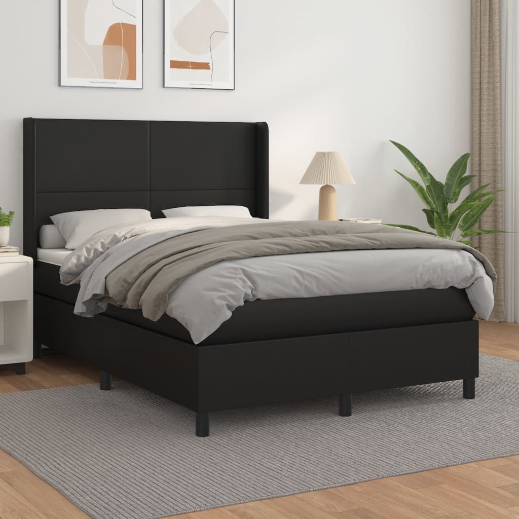 Boxspringbett Mit Matratze Kunstleder Schwarz