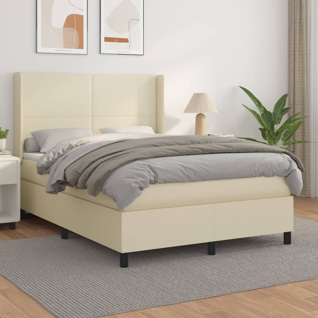 Boxspringbett Mit Matratze Kunstleder Creme