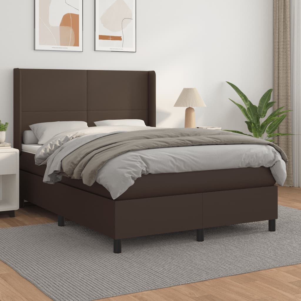 Boxspringbett Mit Matratze Kunstleder Braun