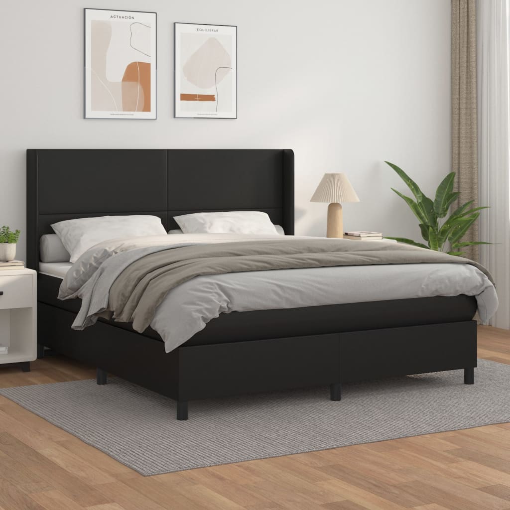 Boxspringbett Mit Matratze Kunstleder Schwarz