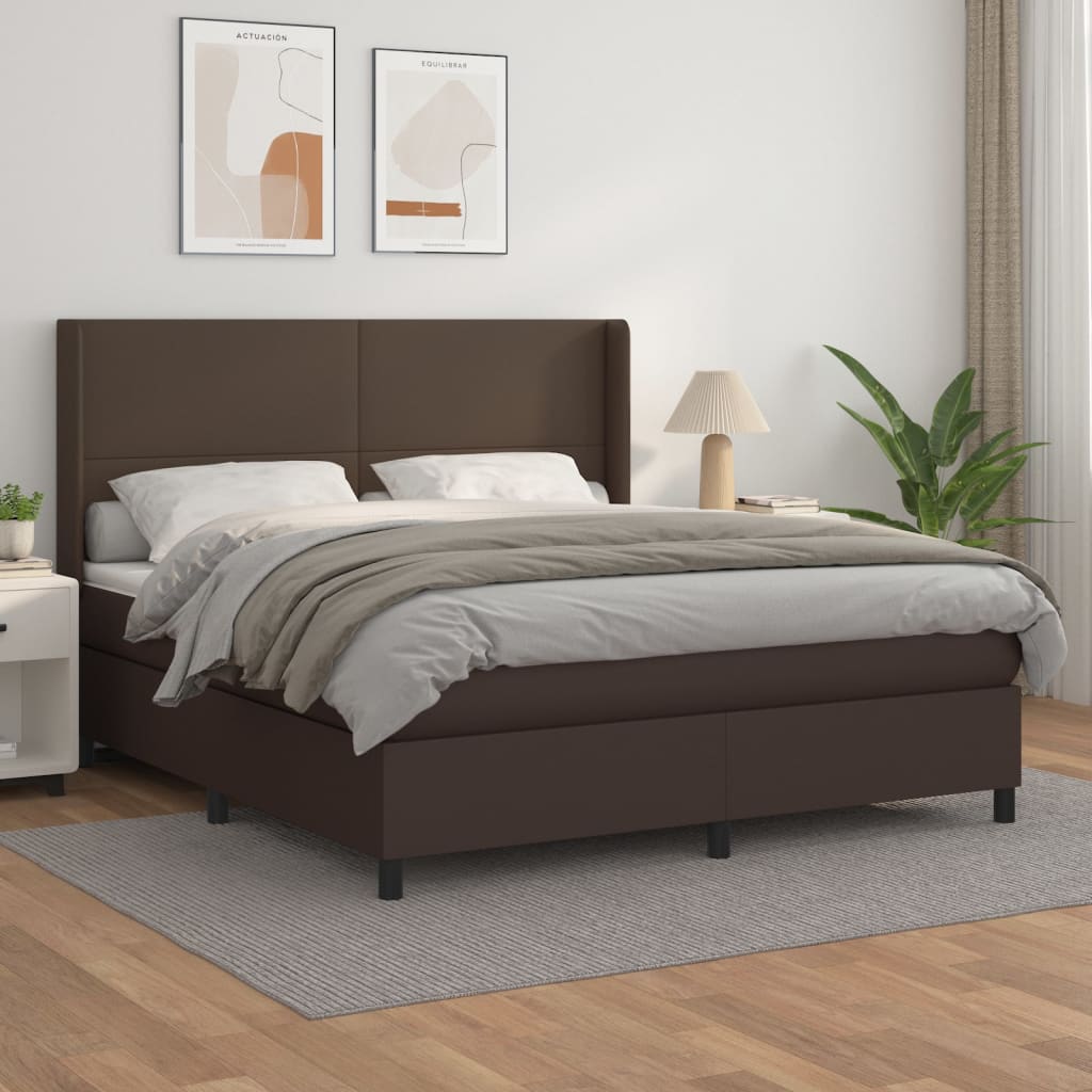 Boxspringbett Mit Matratze Kunstleder Braun