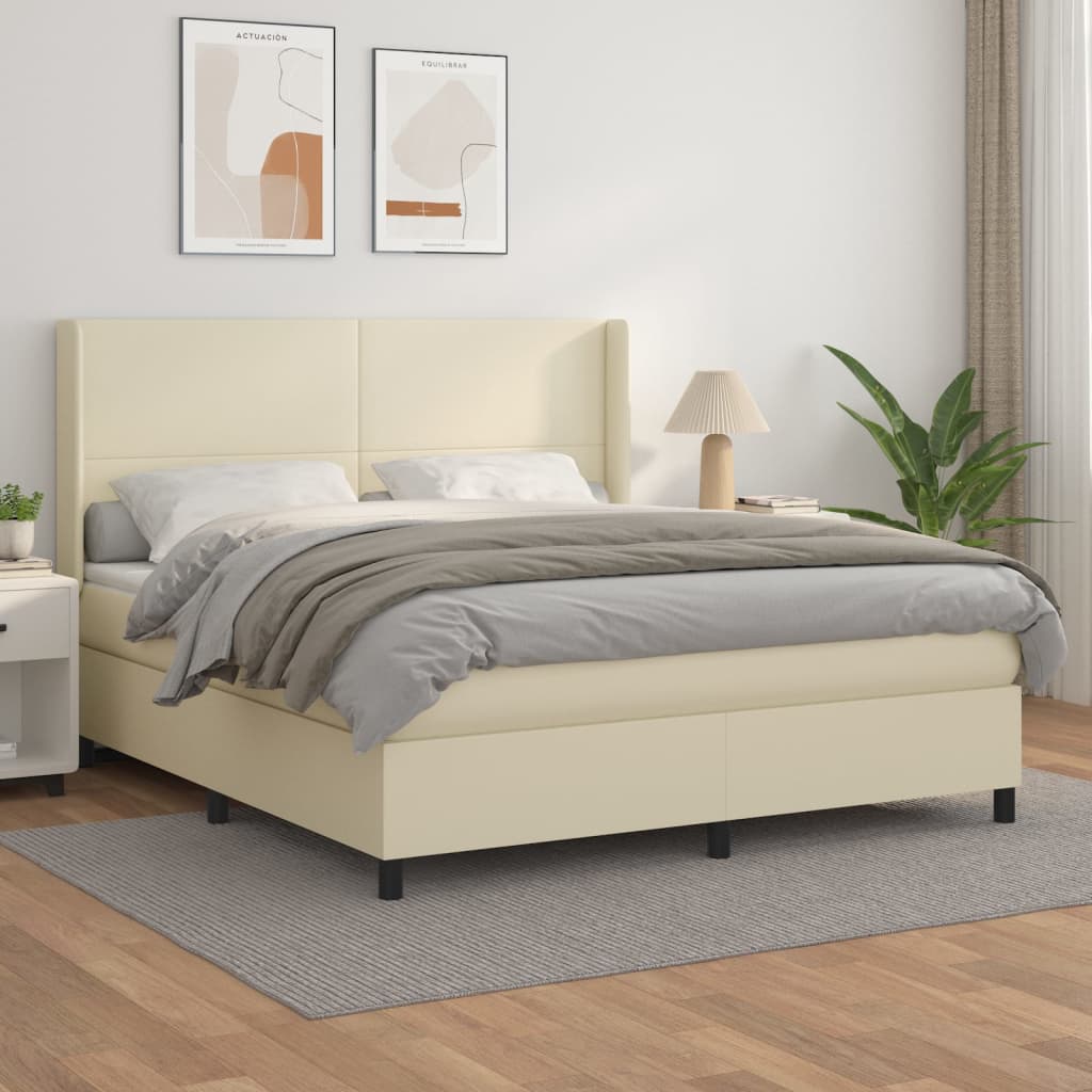 Boxspringbett Mit Matratze Kunstleder Creme