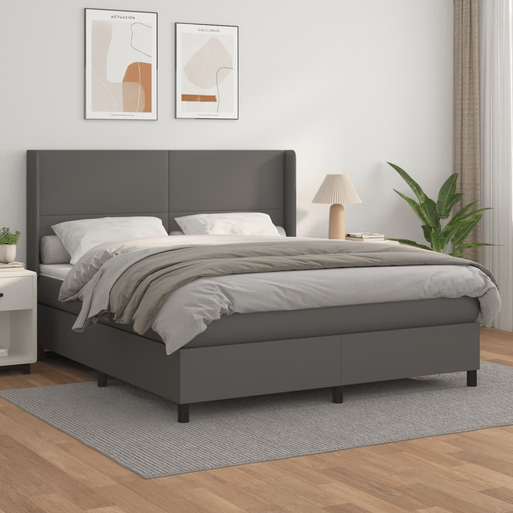 Boxspringbett Mit Matratze Kunstleder Grau
