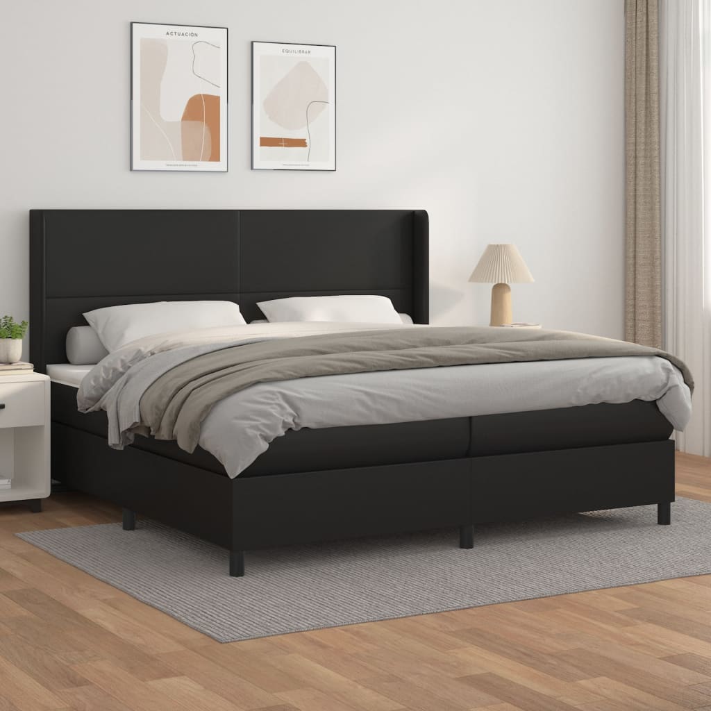 Boxspringbett Mit Matratze Kunstleder Schwarz