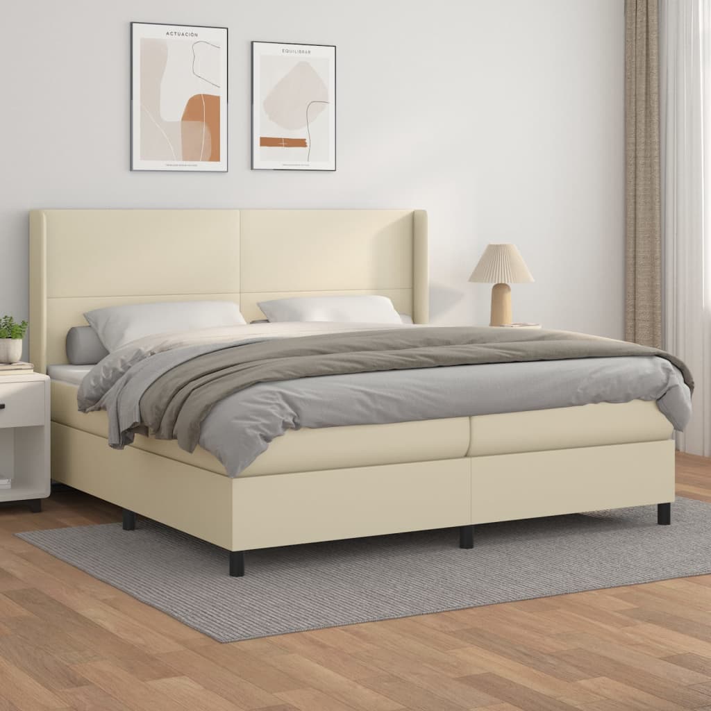 Boxspringbett Mit Matratze Kunstleder Creme