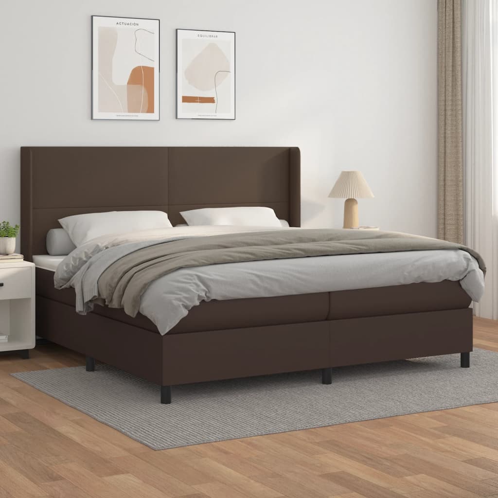 Boxspringbett Mit Matratze Kunstleder Braun