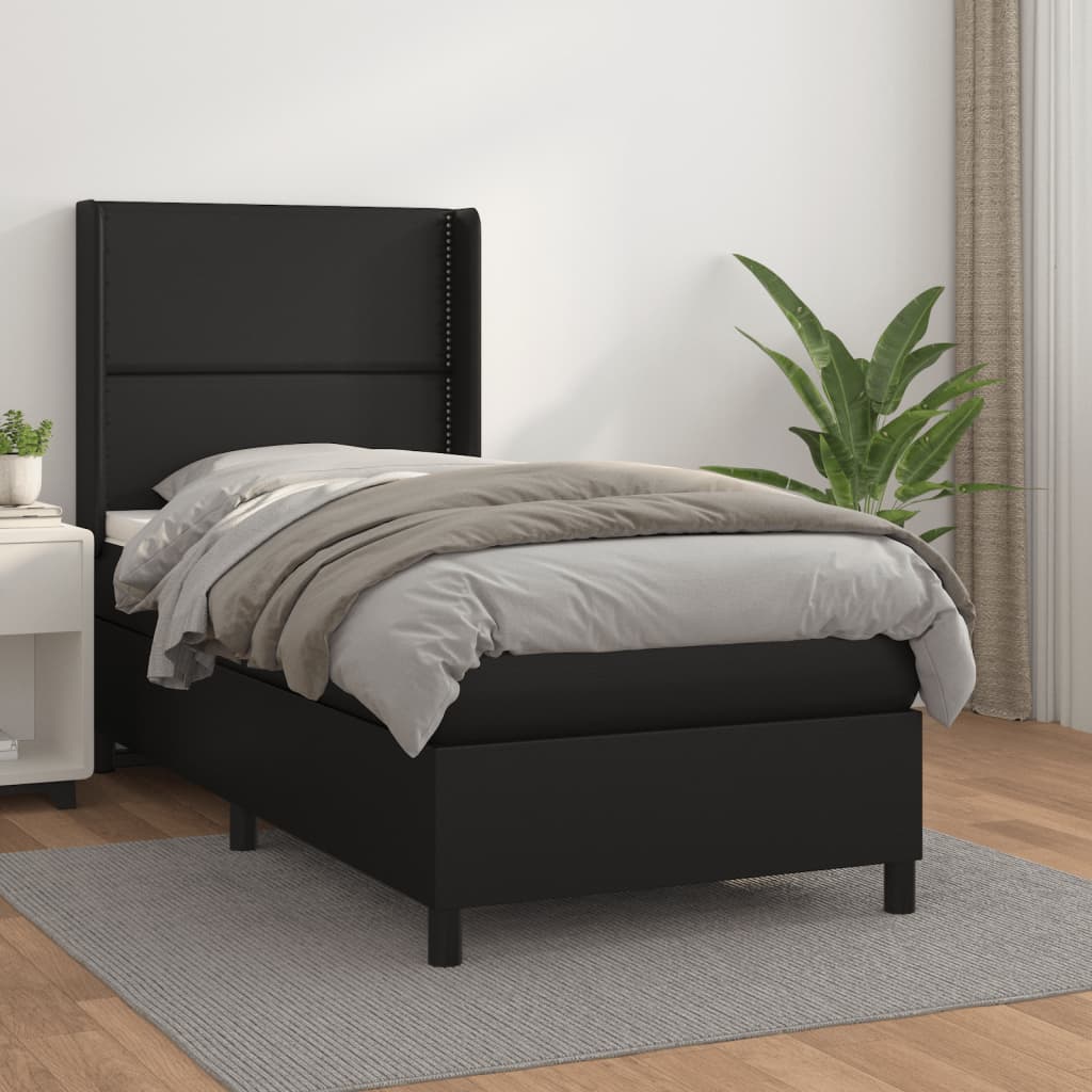 Boxspringbett Mit Matratze Kunstleder Schwarz