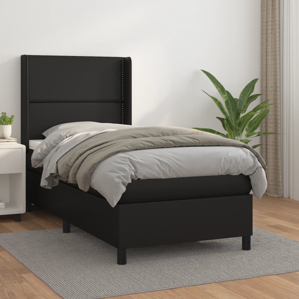 Boxspringbett Mit Matratze Kunstleder Schwarz