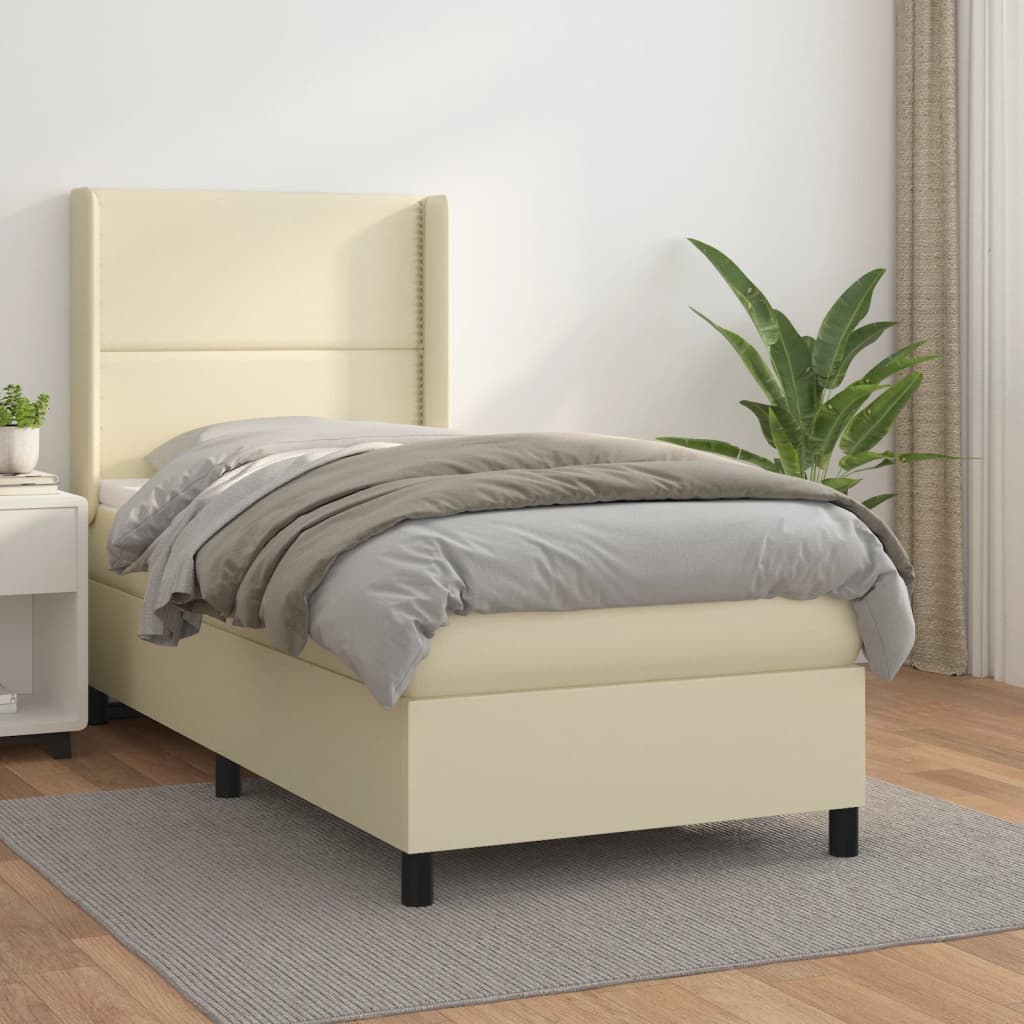 Boxspringbett Mit Matratze Kunstleder Creme