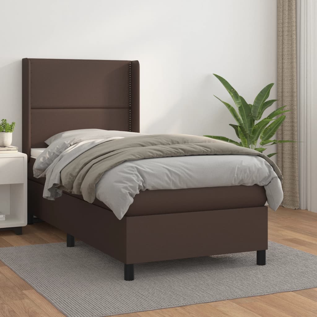 Boxspringbett Mit Matratze Kunstleder Braun
