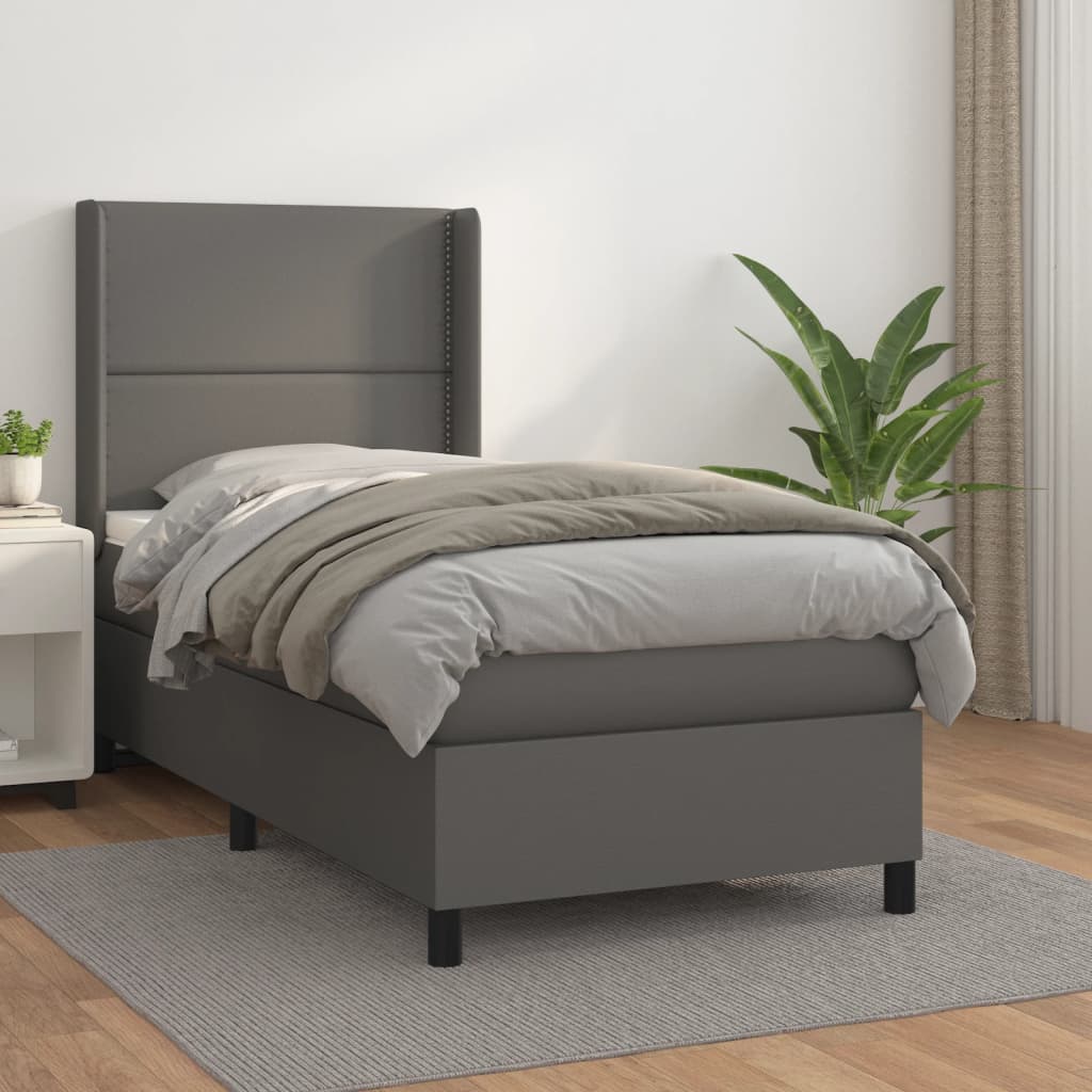 Boxspringbett Mit Matratze Kunstleder Grau