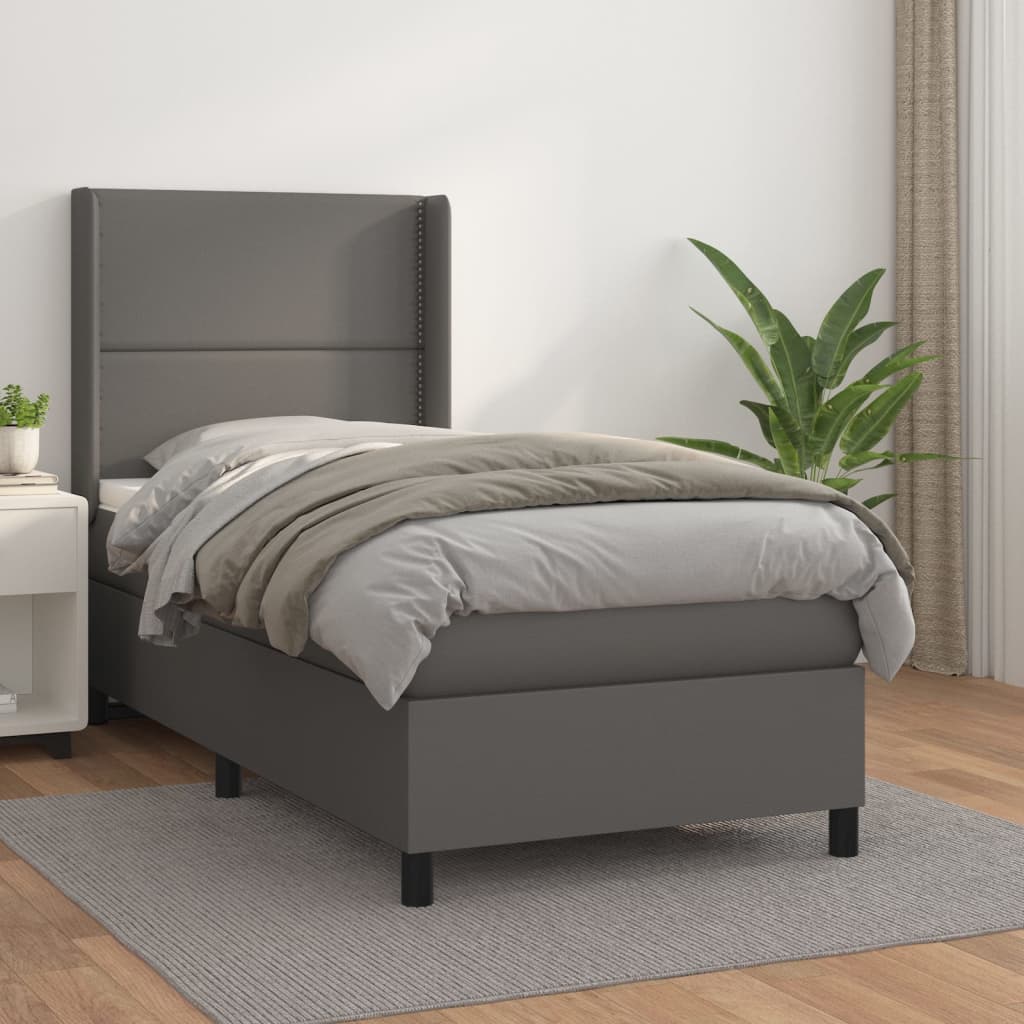 Boxspringbett Mit Matratze Kunstleder Grau