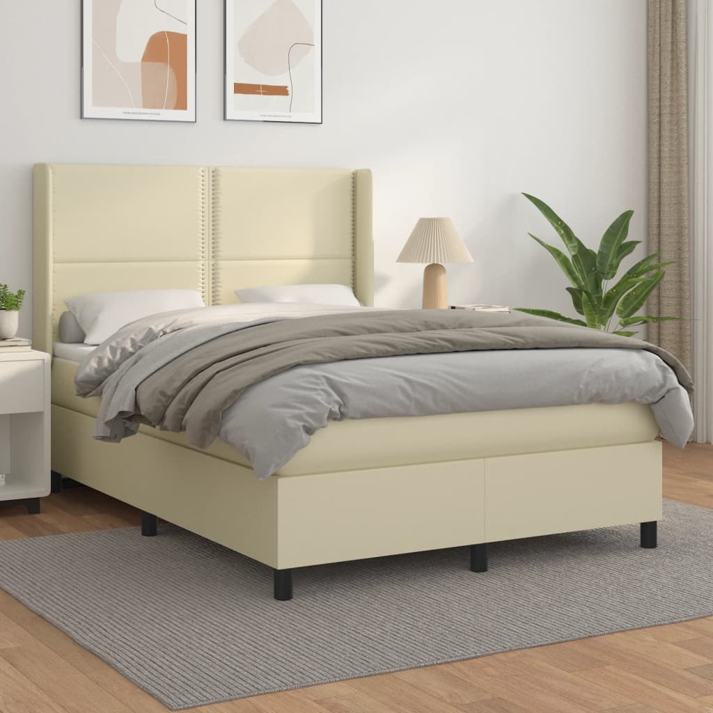 Boxspringbett Mit Matratze Kunstleder Creme