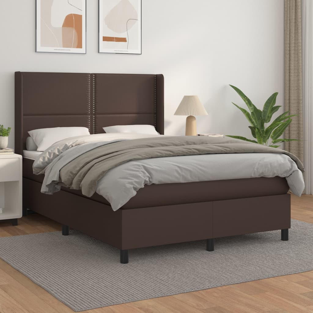 Boxspringbett Mit Matratze Kunstleder Braun