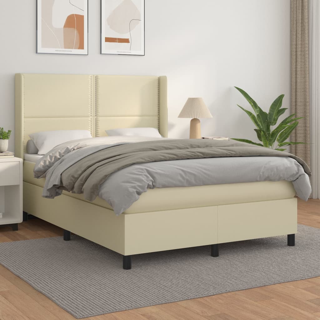 Boxspringbett Mit Matratze Kunstleder Creme