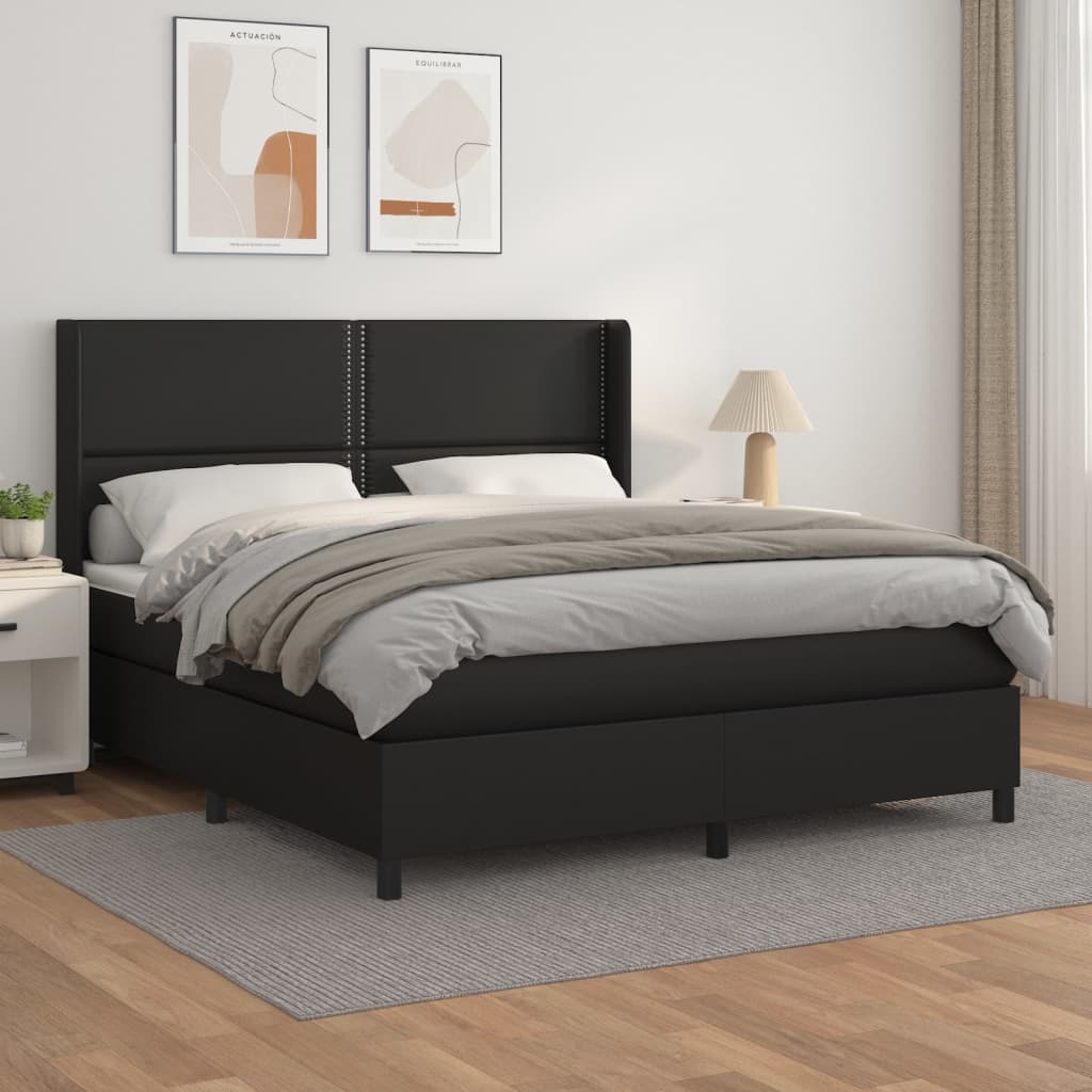Boxspringbett Mit Matratze Kunstleder Schwarz