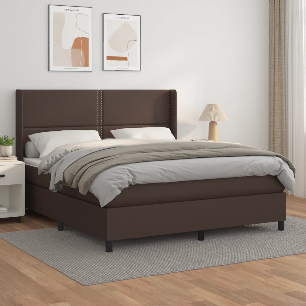 Boxspringbett Mit Matratze Kunstleder Braun