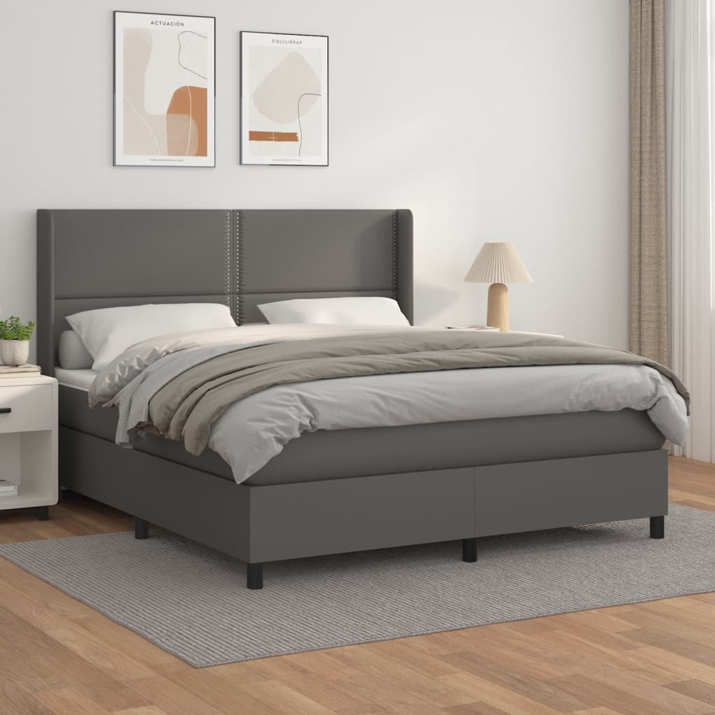 Boxspringbett Mit Matratze Kunstleder Grau