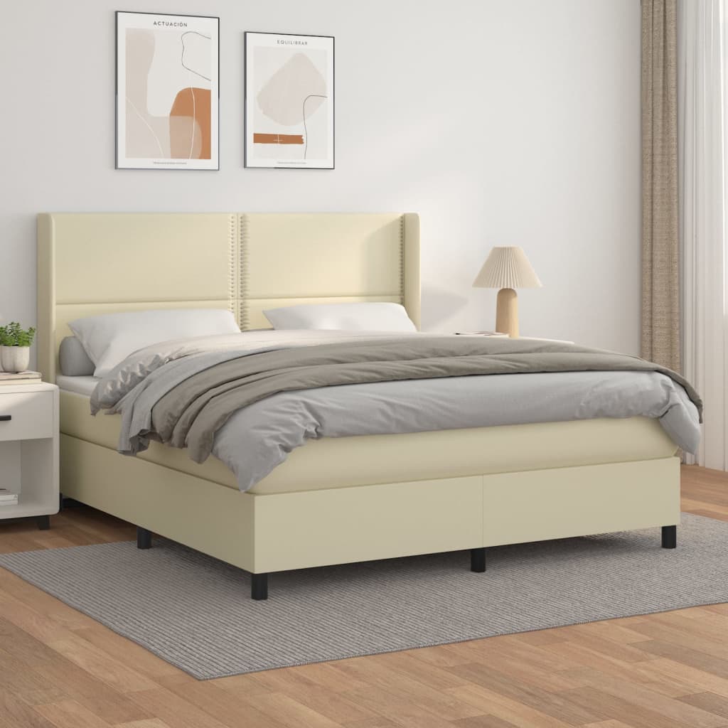 Boxspringbett Mit Matratze Kunstleder Creme