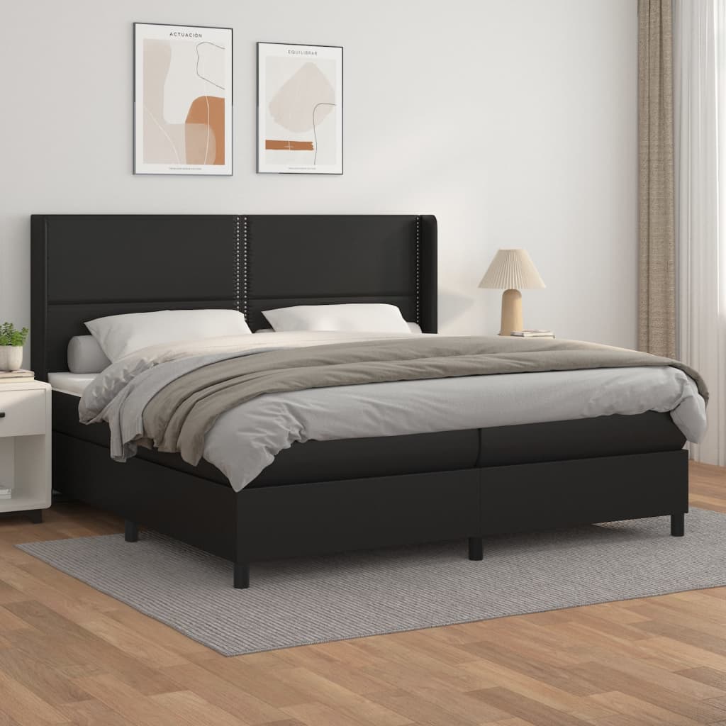 Boxspringbett Mit Matratze Kunstleder Schwarz
