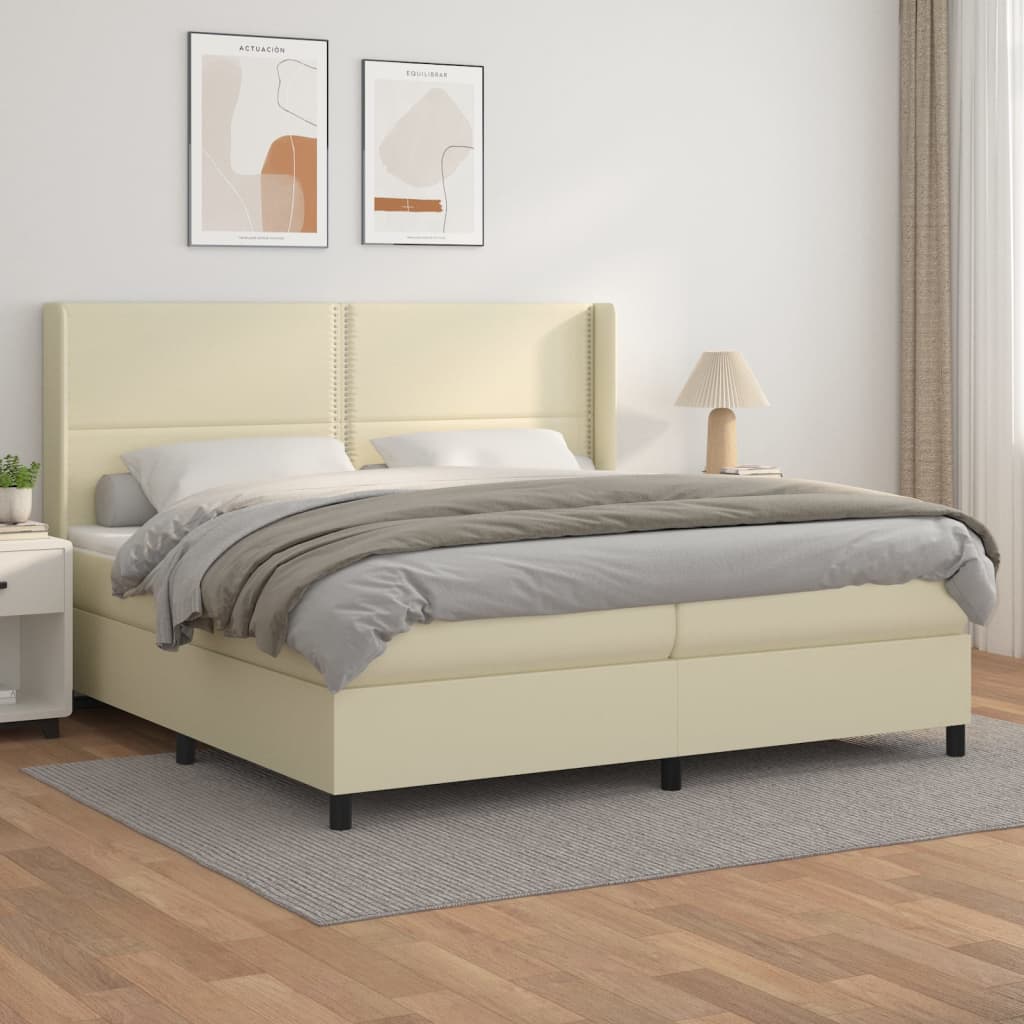 Boxspringbett Mit Matratze Kunstleder Creme