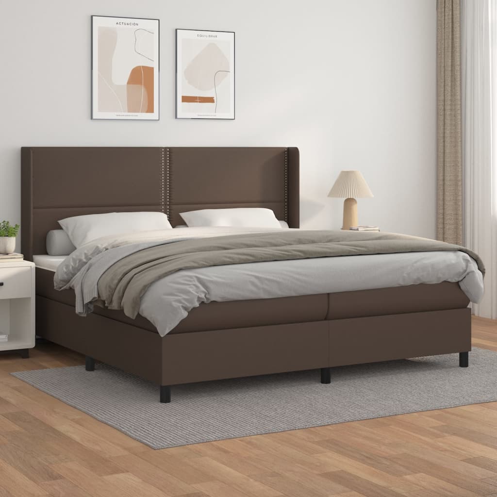 Boxspringbett Mit Matratze Kunstleder Braun