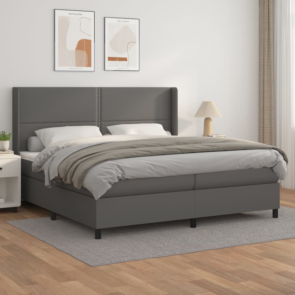Boxspringbett Mit Matratze Kunstleder Grau