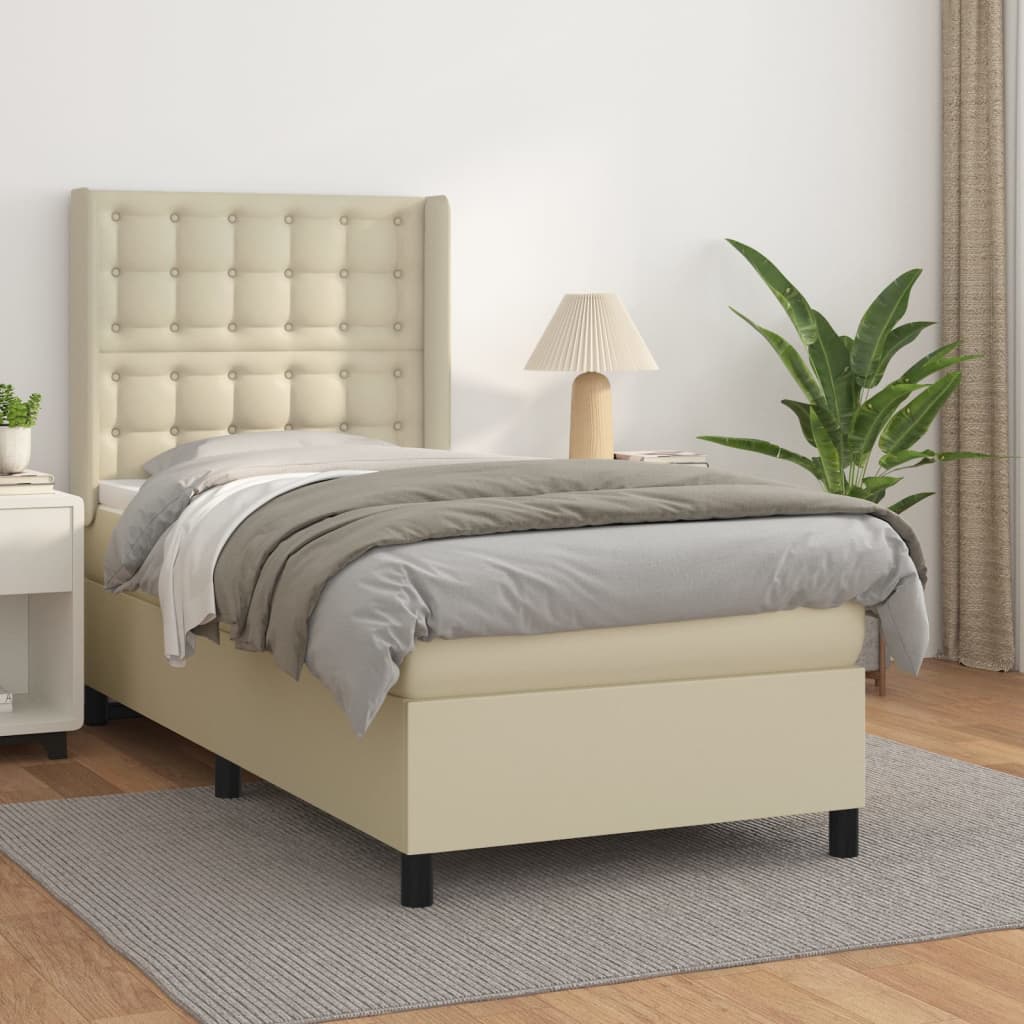 Boxspringbett Mit Matratze Kunstleder Creme
