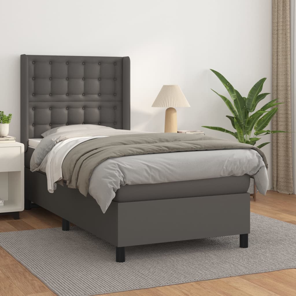 Boxspringbett Mit Matratze Kunstleder Grau