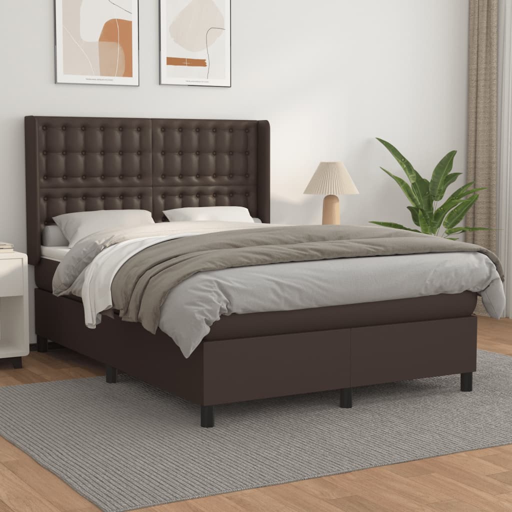 Boxspringbett Mit Matratze Kunstleder Braun