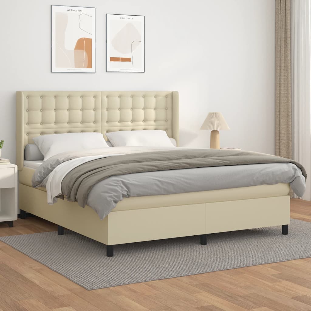 Boxspringbett Mit Matratze Kunstleder Creme