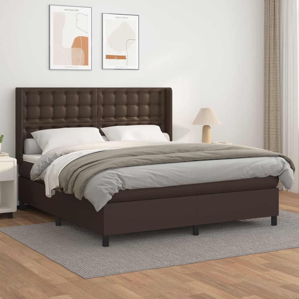 Boxspringbett Mit Matratze Kunstleder Braun