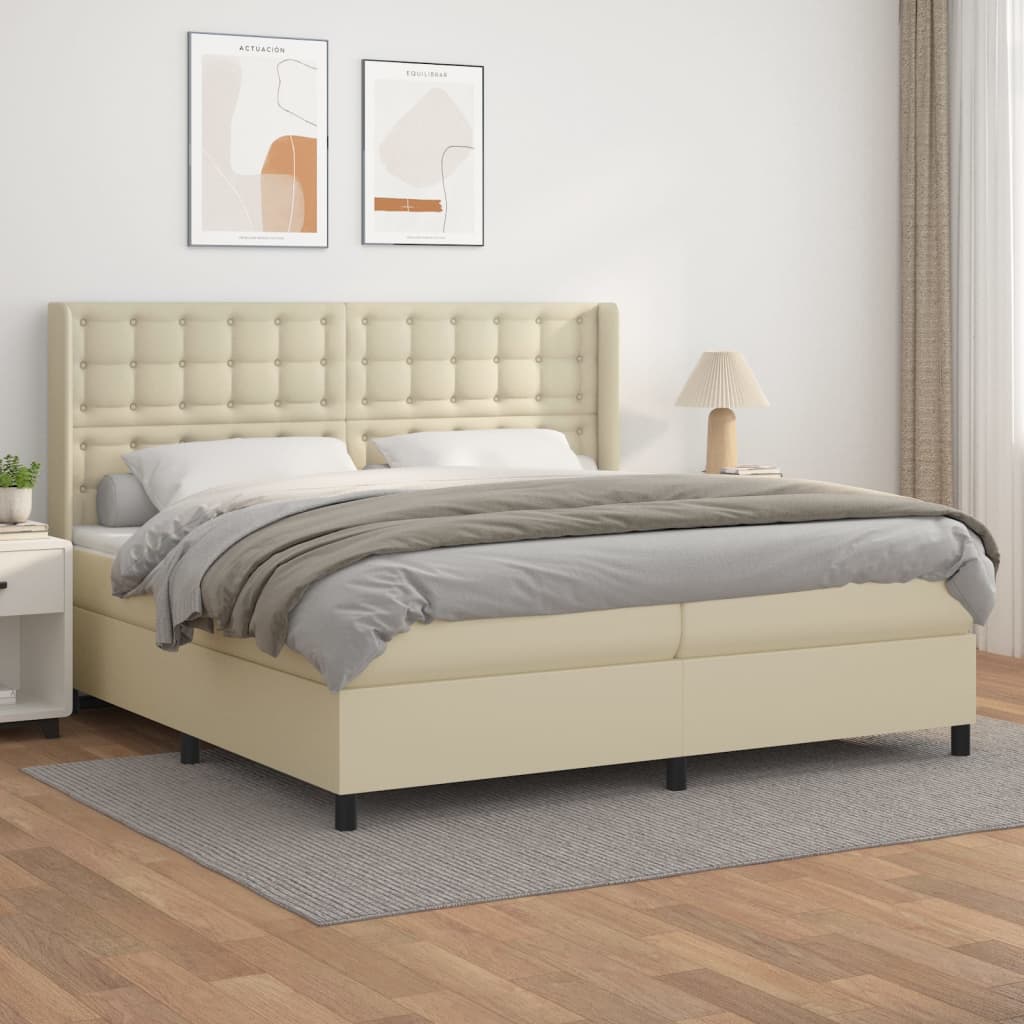 Boxspringbett Mit Matratze Kunstleder Creme
