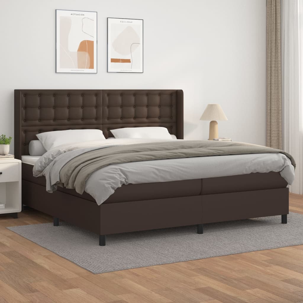Boxspringbett Mit Matratze Kunstleder Braun