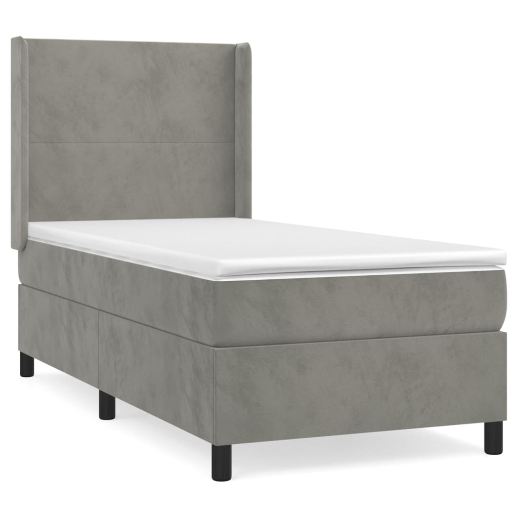 Boxspringbett Mit Matratze Samt Hellgrau
