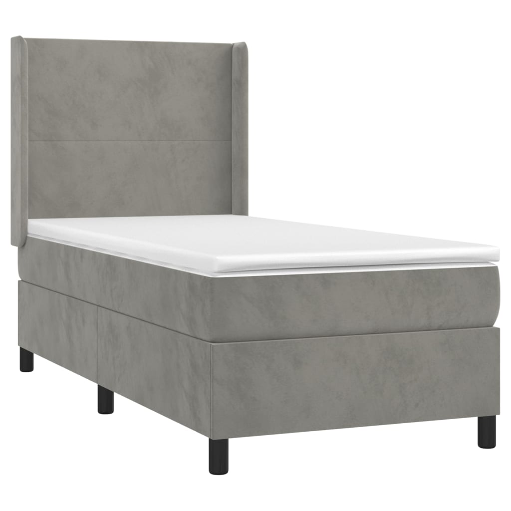 Boxspringbett Mit Matratze Samt Hellgrau