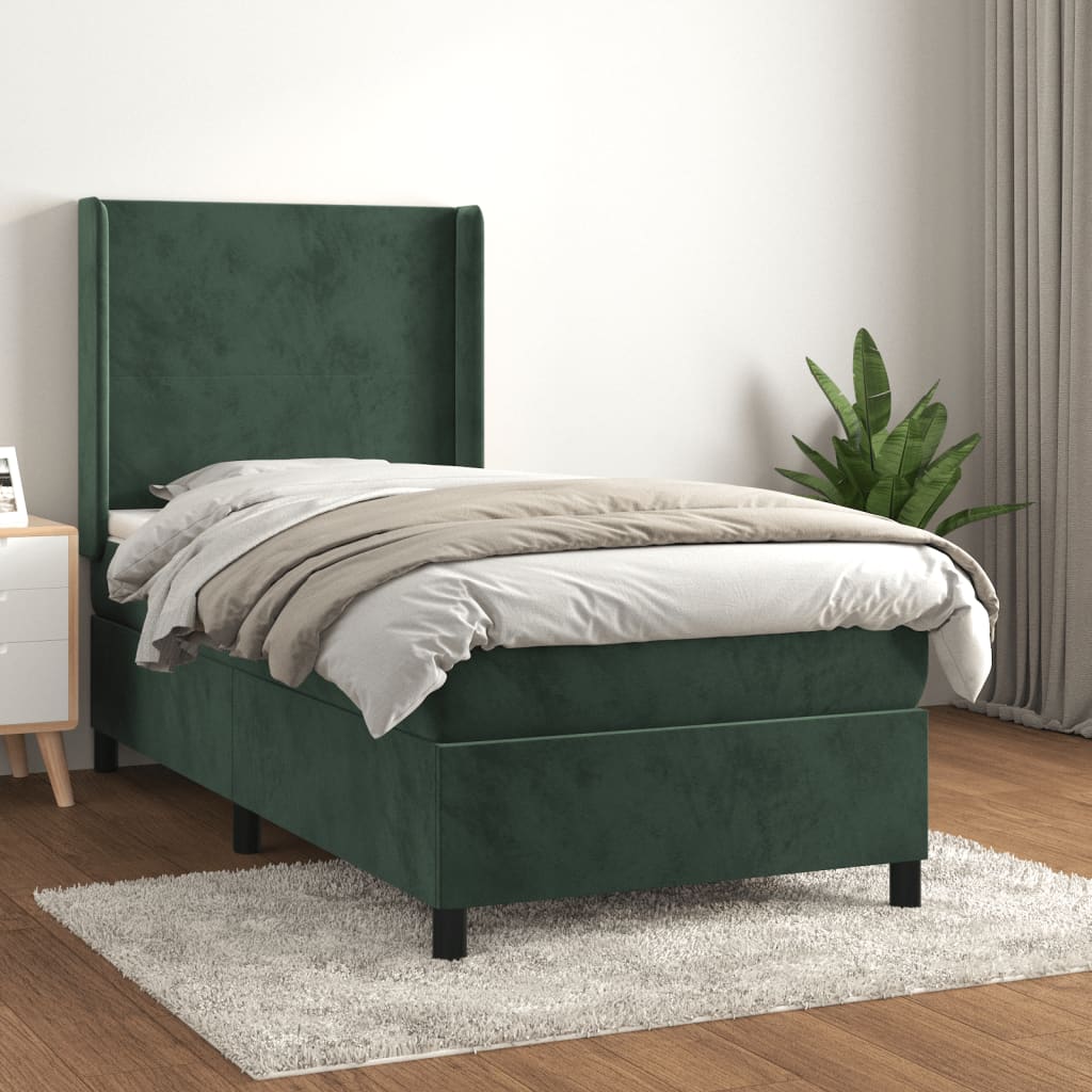 Boxspringbett Mit Matratze Samt Dunkelgrün