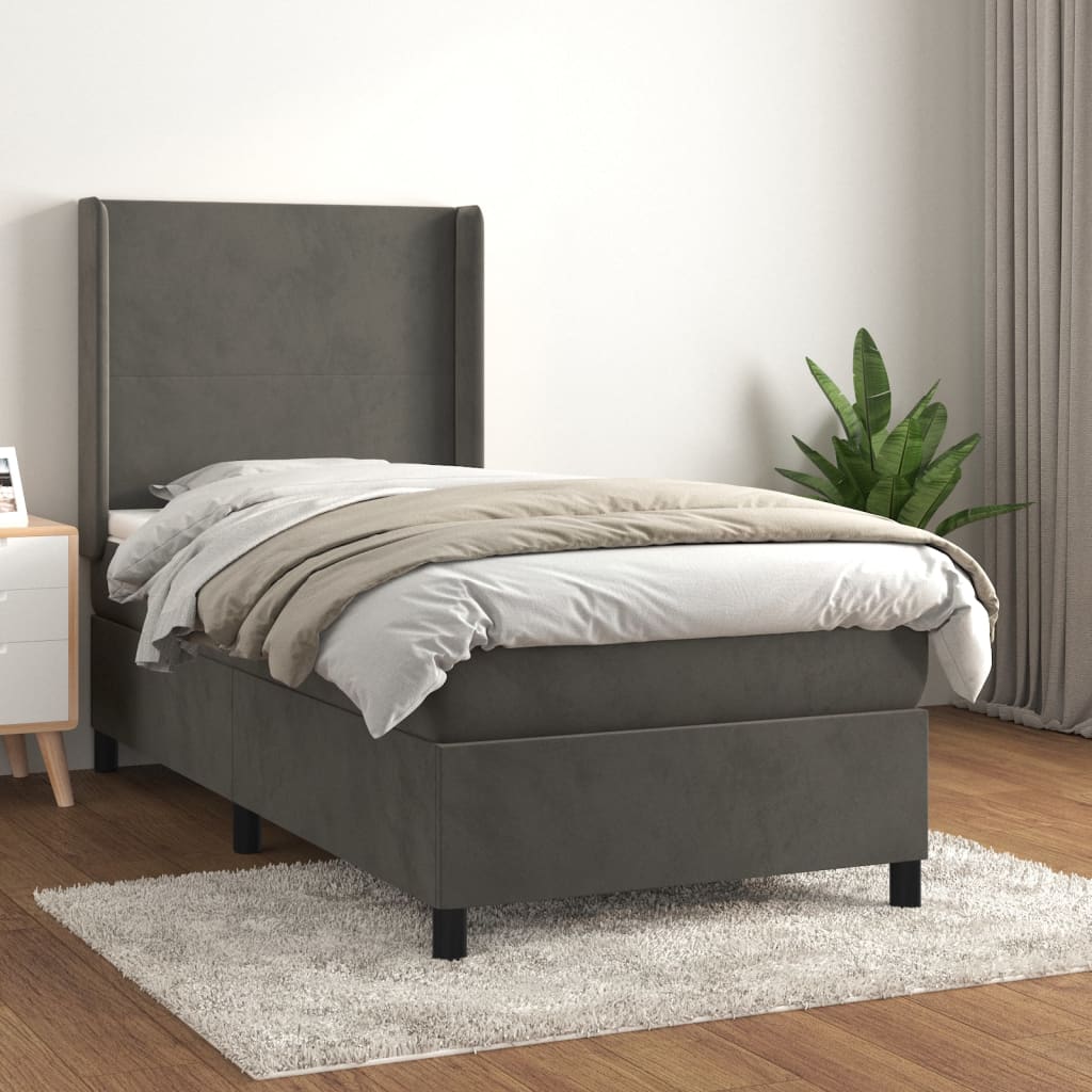 Boxspringbett Mit Matratze Samt Dunkelgrau
