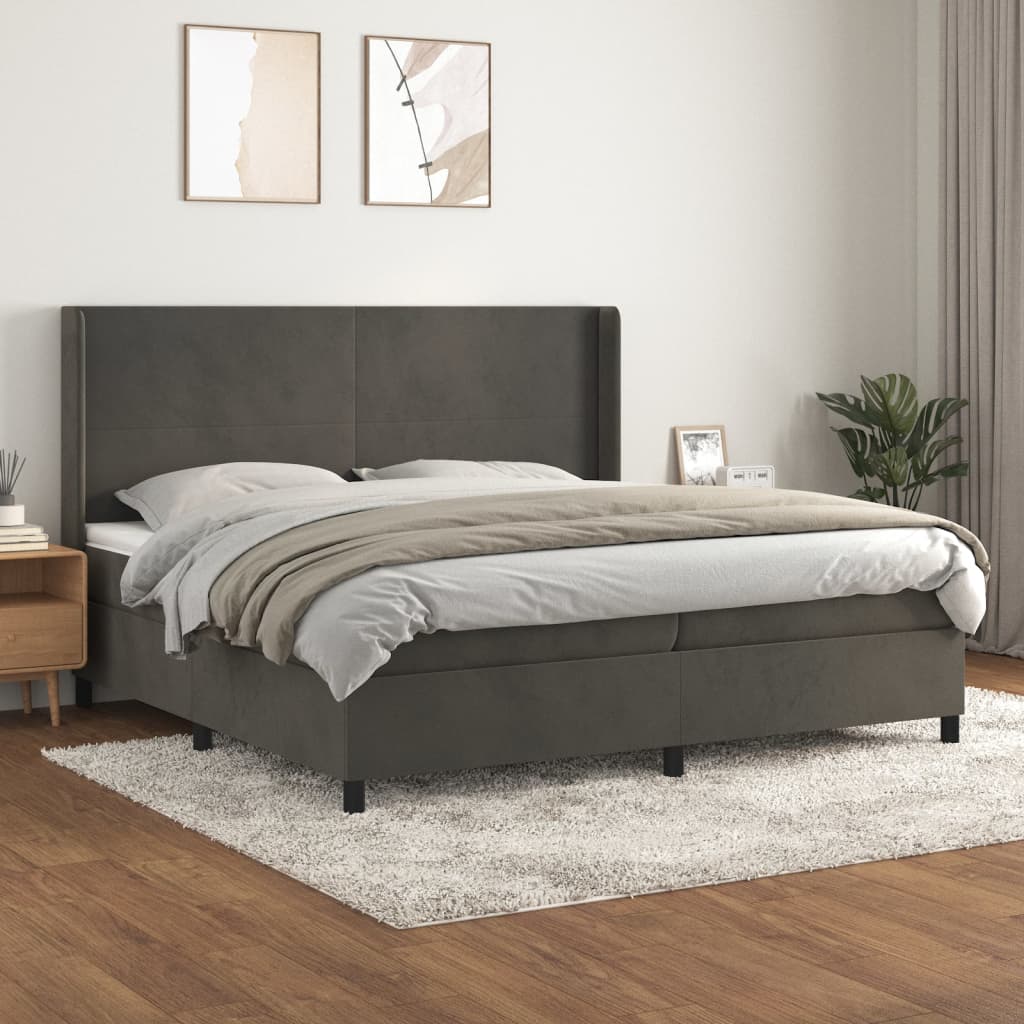 Boxspringbett Mit Matratze Samt Dunkelgrau