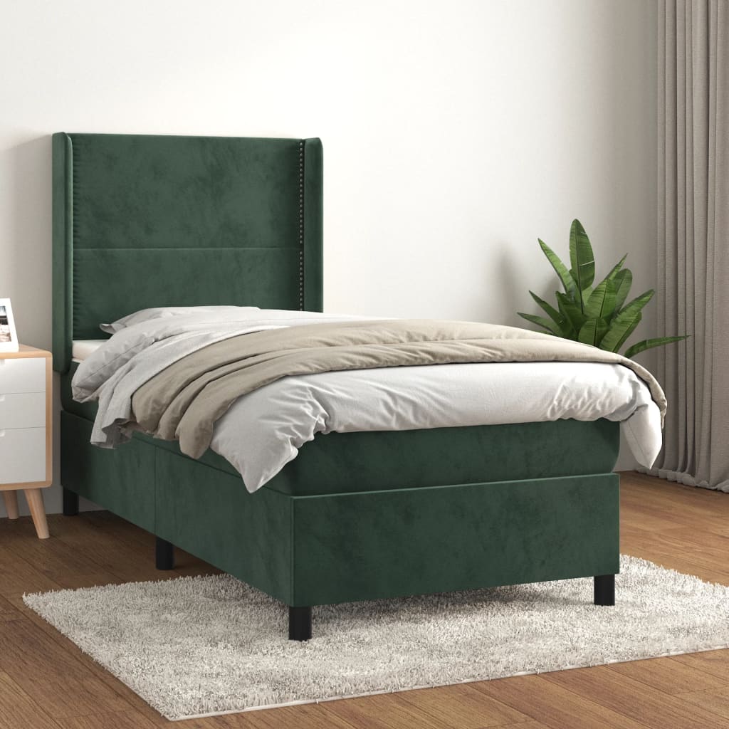 Boxspringbett Mit Matratze Samt Dunkelgrün
